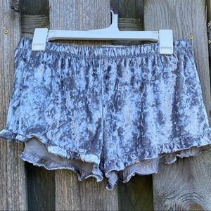 Bobbie Brooks Sleepwear Silver Crushed Velvet Ruffle Shorts sexy shorty …